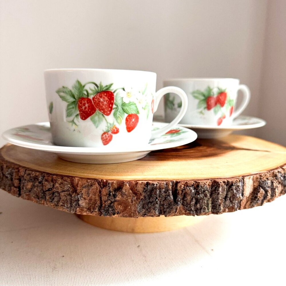 Vintage Christopher Stuart Berry Orchard Print Cup and Saucer X2